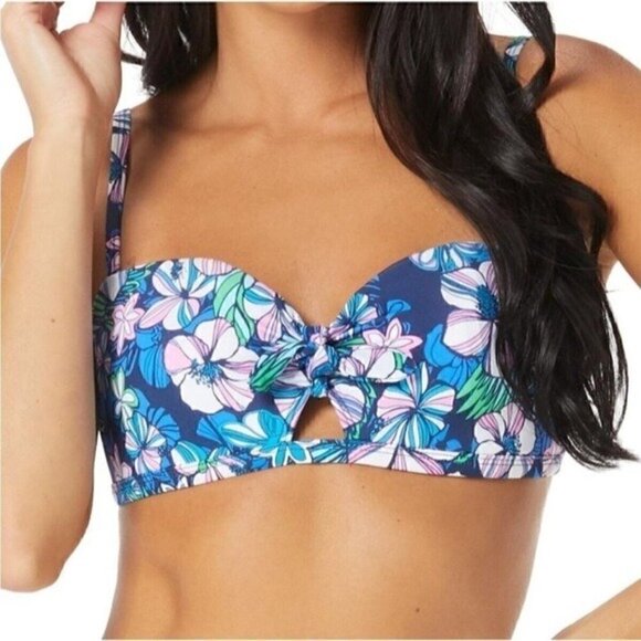 SUNDAZED Beka Floral-Print Bow Bikini Top, swimwear swimsuit size 34D - Picture 2 of 10